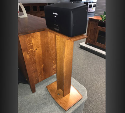 QWP Speaker Stands For SONOS PLAY:5 Gen2. Shown with optional speaker.
